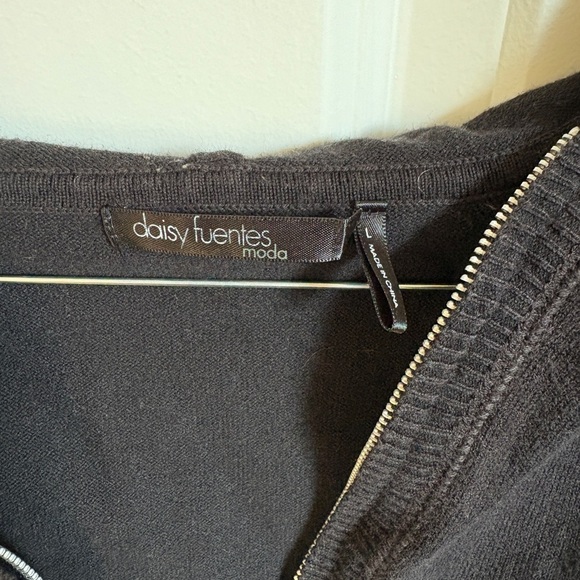 Daisy Fuentes Black Zip-Up Sweater - Picture 2 of 4
